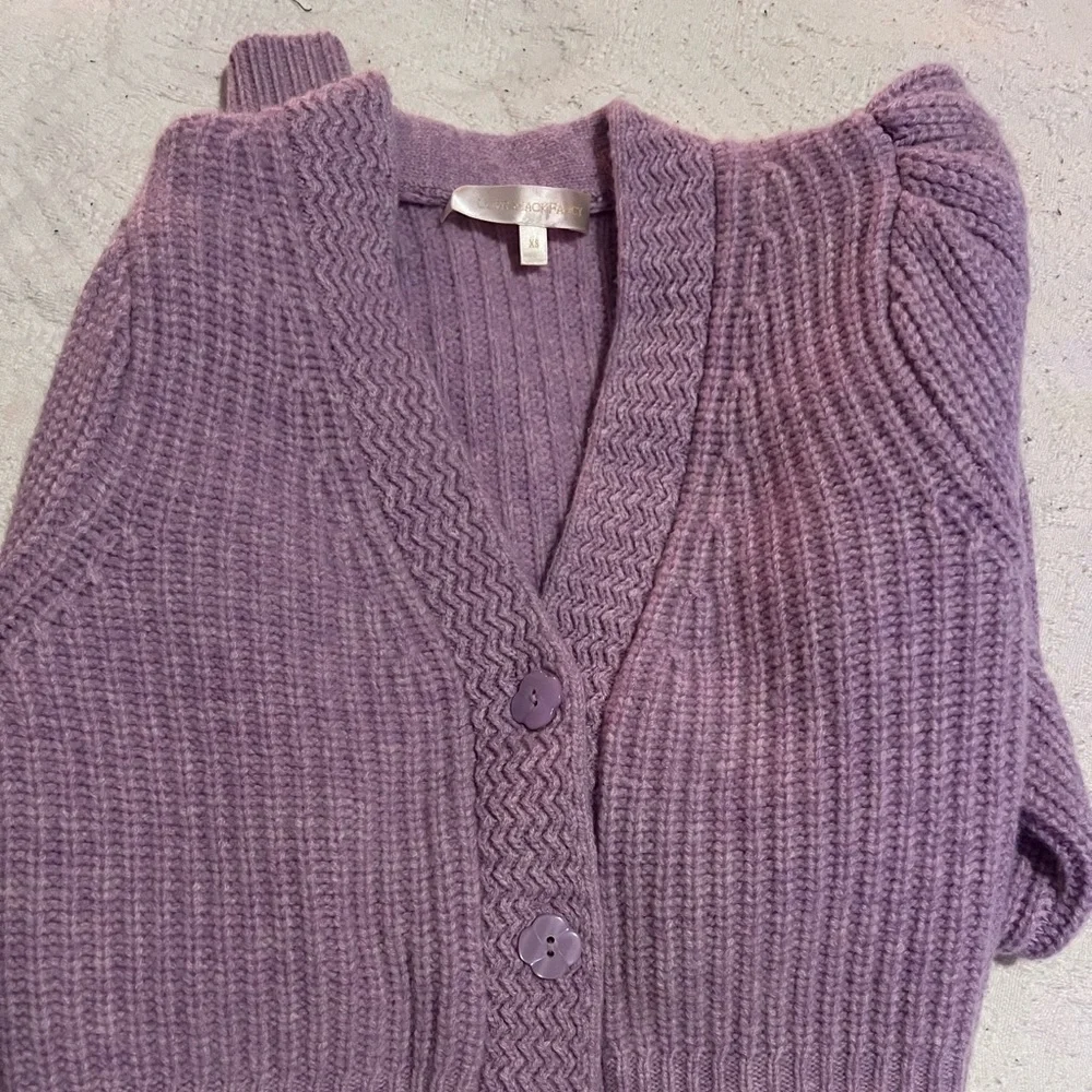 LoveShackFancy Lavender Cardigan Sweater - Picture 2 of 7